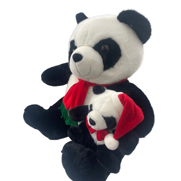 Giant CHRISTMAS Pandas Plush Stuffed Animals 18-inch Teddy Bear w/Baby Panda - Picture 2 of 13